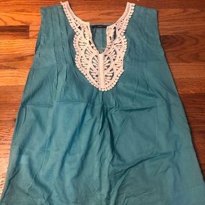 Hazel Teal Lace Neck Tunic